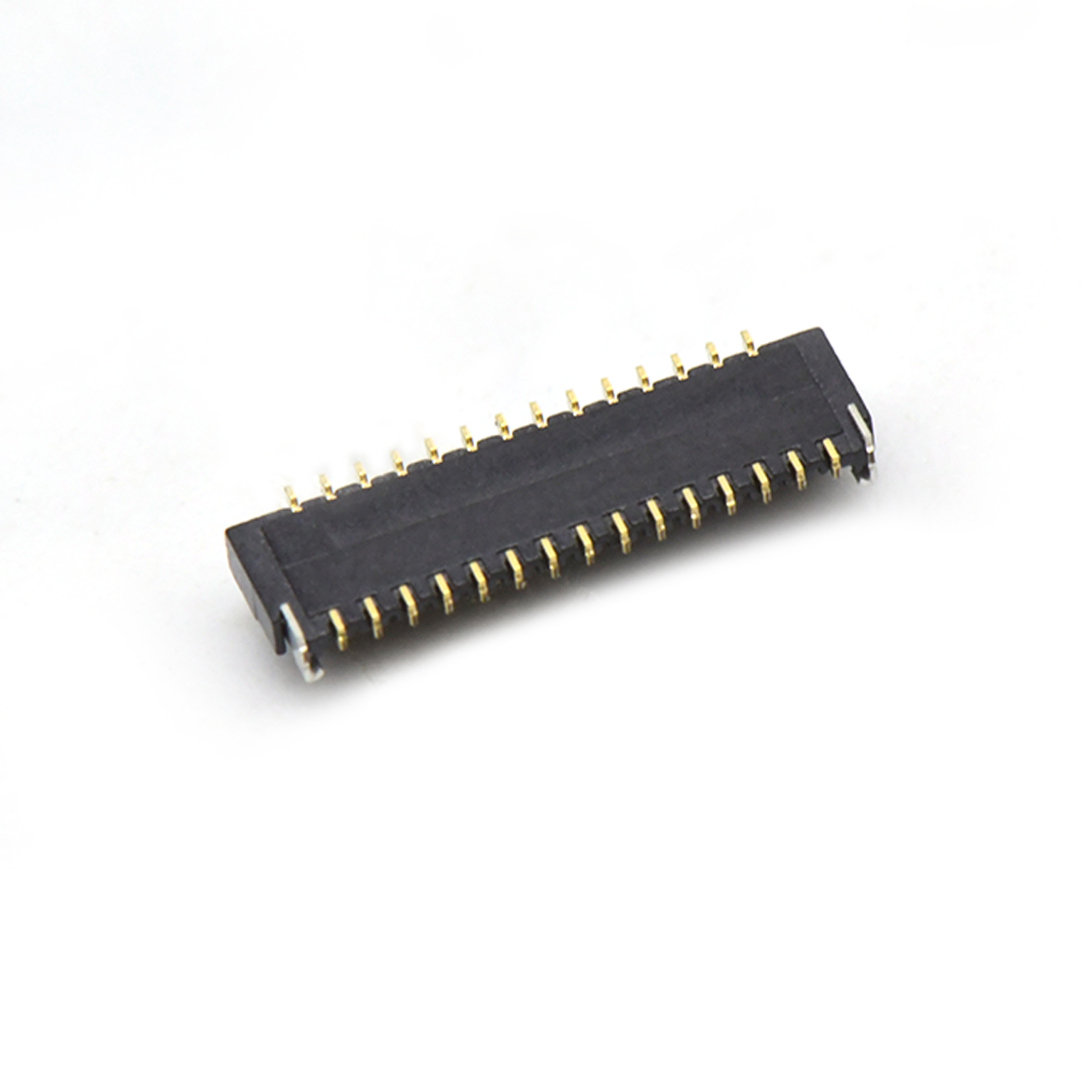Pitch 0.30mm 90°H1.00mm 卧式下接前掀盖 SMT型 FPC 29pin 黑色 镀半金1u"，其它区域镀镍